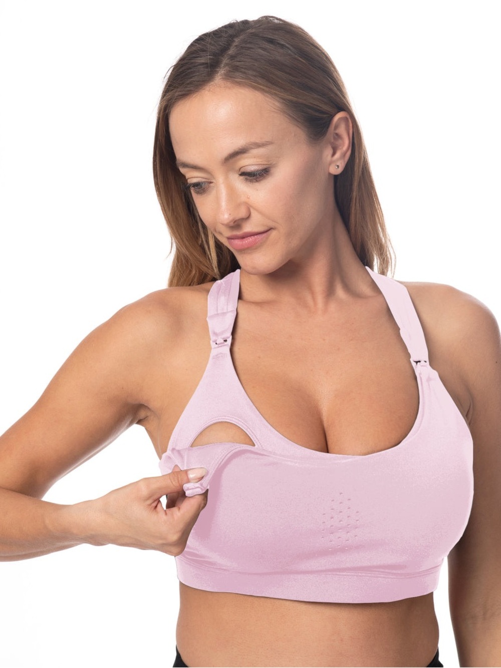 Chloe 3 Running Nursing Sports Bra (Blush Pink) Sweat and Milk|